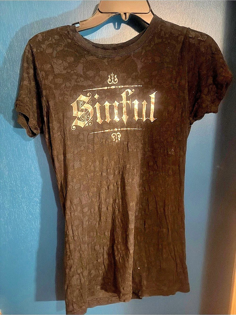 Sinful Graphic Short Sleeve Tee in Black